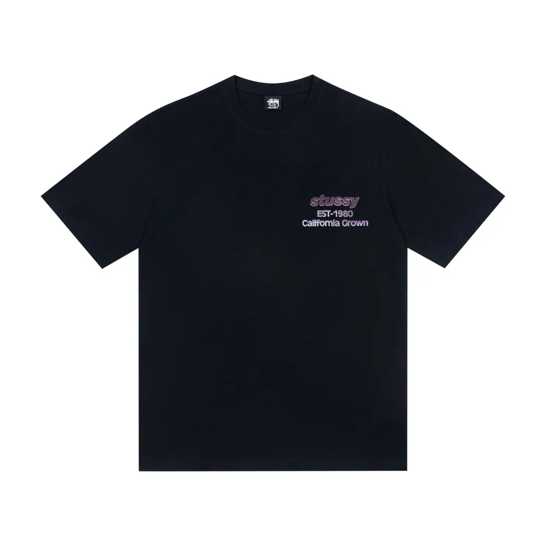 XY 117# P55 （In Stock ） Stussy SS 25 CALIFORNIA GROWN TEE PIGMENT DYED logo T Same Style ：Black White Size：S M L XL ： 260 ：